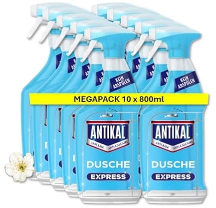 Antikal Expressspray für Duschkabinen 10x800ml, ohne Abwischen, strahlend Rein nach nur einem Wisch