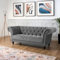 Bravich Velvet Chesterfield Sofa - Grey. 3 Seater Sofa, Velvet Fabric Settee for Living Room Furniture. 3 Seater Couch, Easy Clean (3 Seater, Grey Sofa, 195cm x 58cm x 82cm)