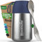 Blockhütte Thermobehälter für Essen I 530 ml Thermobecher Essen I Thermo Lunchbox Kinder, Erwachsene mit Göffel - Lunchbox Thermo Essensbehälter, Suppenbehälter To Go, Thermodose - Blau