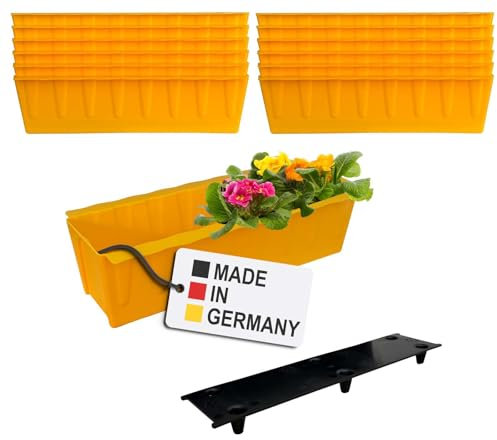 BURI 12 Euro-Paletten Blumenkästen-Einsätze inkl. Bewässerungsmatte | 37,3cm Gelb | Pflanzkasten für Europalette Palette | Balkonkasten | Blumentopf | aus stabilen Kunststoff | Made in Germany