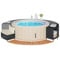 Gecheer Bordo per Spa Nero in Polyrattan e Legno Massello di Acacia,Bordo,per Vasca,da Spa,Bordo per Vasca Idromassaggio da Giardino per Esterno,Bordo Spa,Bordo Piscina Mobili da Giardino,P365614