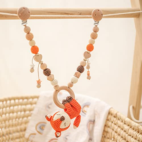 Mamimami Home Kinderwagenkette aus Holz und Silikon Kinderwagenspielzeug Mädchen Fuch