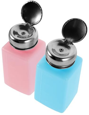 Ciieeo Press Type Solvent Dispenser 2pcs Refillable Alcohol Pump Bottle Static Push down Liquid Container