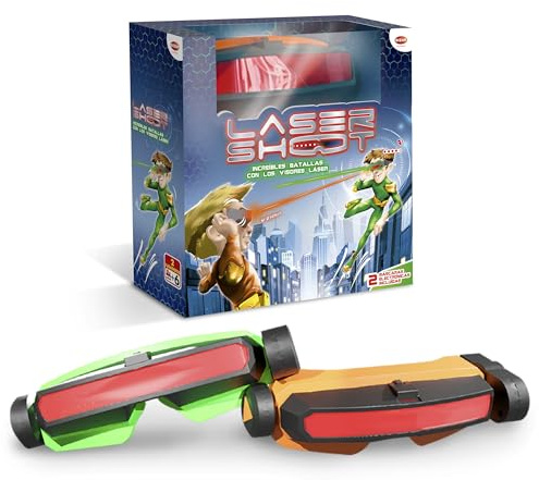 Laser Shoot Kampfspiel mit 2 interaktiven Masken, 5 Leben pro Spieler, 8 Meter Reichweite, aktives und lustiges Spiel für 2 Spieler + 7 Jahre, Bizak (64170002)