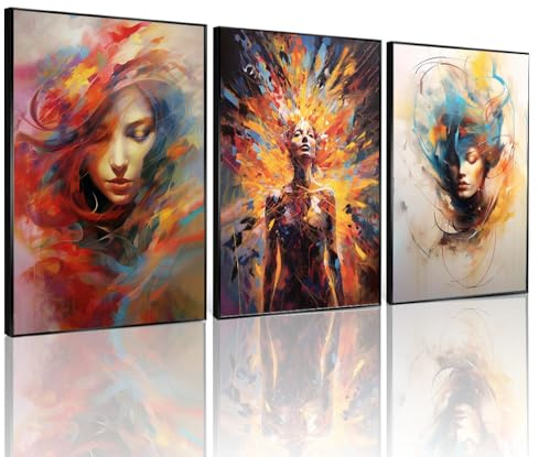 Bonbeau Leinwandbild für Damen, Graffiti-Mädchen, bunt, abstrakte Bilder für Wohnzimmer, Schlafzimmer, moderne ästhetische Heimdekoration, ungerahmt (bunte abstrakte Bilder, 40 x 60 cm, ungerahmt)
