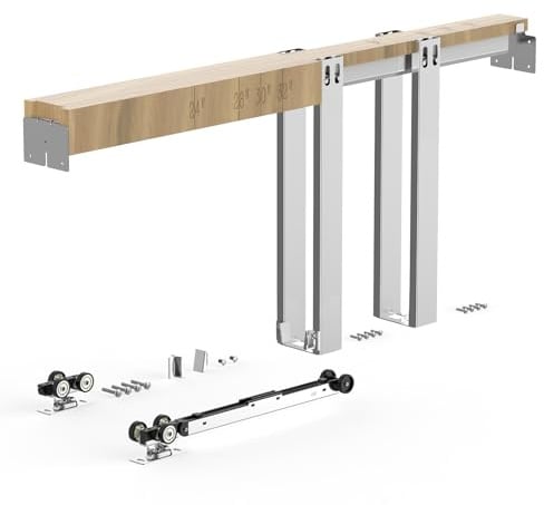 VEVOR Pocket Door Frame Kit, for 610-813mm Wide 2032mm High Door, Pocket Door Kit with Two-Way Soft Close Mechanism, Slide Smoothly Quietly, Easy to Install, Premium Galvanized Steel, for Living Room