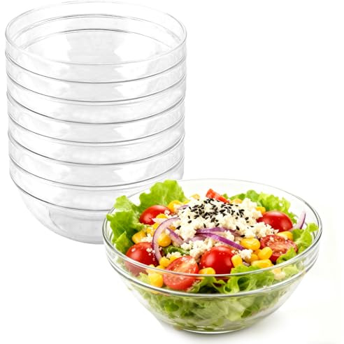 LOLYSIC 8 Stück 1,6L Plastik Salatschüsseln Groß,Transparent Plastikschalen | Große Salatschüssel , Plastikschüssel Snackschalen Plastikschüsseln für Kindergeburtstage, Picknick & Partys