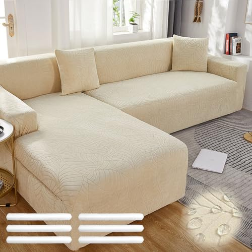 Bocguy Sofabezug, Couch Cover Stretch, Sofa Überzug Wasserdicht | Universal Sofa Überwürfe mit Schaumstoffstab & 1 Kissenbezug für 1/2/3/4 Sitzer(L-förmiges Ecksofa Erfordert Zwei)