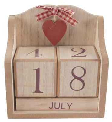Durlo Ewiger Kalender im Vintage-Stil aus Holzblöcken, wiederverwendbare Monats- und Datumsanzeigeblöcke aus Holz für den Schreibtisch, Büro, Heimdekoration