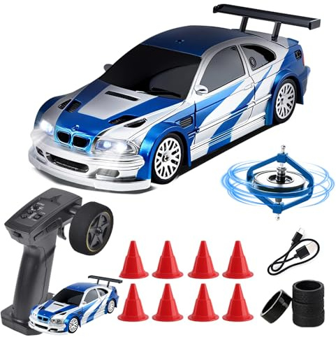 Vefacion Mini RC Drift Auto mit Gyro 1:43, 4WD, 2,4 GHz, 15 km/h | Tabletop RC-Rennauto im Maßstab 1:43 mit Gyro und 4WD, 2,4-GHz-Fernsteuerung; Geschwindigkeit: 15 km/h