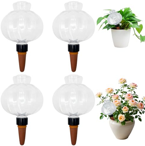Lot de 4 boules d'irrigation, distributeur d'eau, 350 ml, système d'irrigation des plantes d'intérieur, système d'irrigation automatique, pour plantes en pot, paniers suspendus (D)