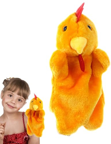 Huhn Handpuppe – Plüsch Henne Weiches Tier Puppe | 27cm Cartoon Plüschtier Für Kinder | Eltern Kind Frühpädagogik Interaktive Puppe Für Kindergarten Aufführung