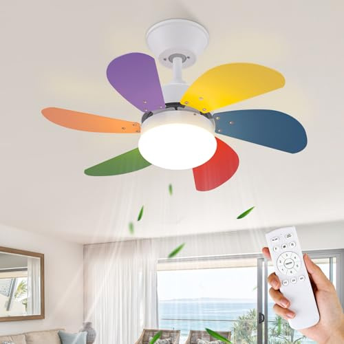 Homefire Deckenventilator Leise Mit Beleuchtung - Schlafzimmerlampe Ø75 cm | Bunt Fan Deckenlampe E27 Schlafzimmer Deckenleuchte Ventilator Sommer-/Winter für Wohnzimmer Esstisch Ohne leuchtmittel