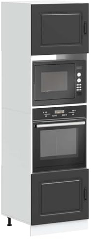 ZQQLVOO 2-Piece Kalmar Black Engineered Wood Oven Cabinet Set with Adjustable Feet, Compact Kitchen Storage Unit for Oven and Microwave, Moisture Resistant Engineered Wood Housing
