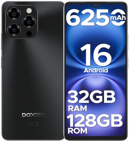 Luzglo Note 58 Mobile Phones - Android 16 Smartphone, 6.75 HD+ Display, 6250mAh Android Phones, 32GB(8GB RAM)+128GB+2TB SIM Free Mobile Phone, Face ID, Widevine L1, 5G WiFi/NFC/OTG