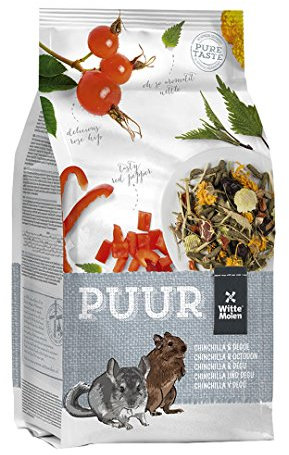 Witte Molen PUUR Chinchillas & Degus | Pack Double | 2 x 500 g | Nourriture pour chinchillas et degus sans additifs artificiels | Avec des protéines animales de haute qualité et des prébiotiques