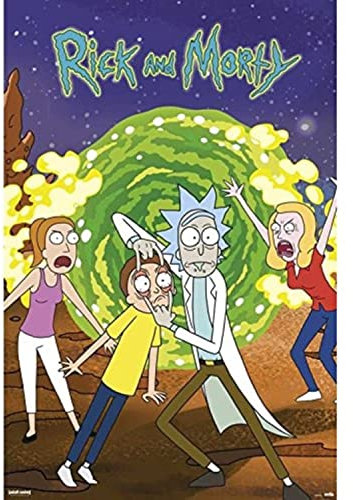 Grupo Erik Rick and Morty Merch - Rick and Morty Poster Portal - Kunstdruck - Deko Wohnzimmer oder Deko Schlafzimmer - Zimmer Deko - Größe : 61 x 91, 5 cm - Originales Geschenk - Offizielle Lizenz