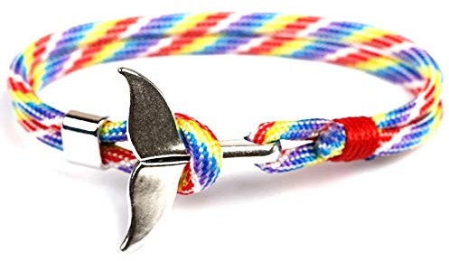 EXINOX Armband Seefahrt Wal | Herren Damen | Marines Leben | Farbe Silber Regenbogen