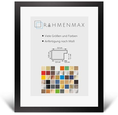 MDF-Bilderrahmen Morena 50 x 70 cm. Schwarz Matt mit 1mm Acrylglas Antireflex und weißer Rückwand - WhiteFix. Posterrahmen in vielen Farben und Größen. Anfertigung nach Maß möglich.
