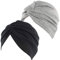 2 Stück Beanie Mütze Turban Damen Aus Baumwolle Elastisches Printed Schlafmütze Turban Kappe Hut Kopftuch für Chemo Haarverlust Krebs Cancer Haarausfall Muslim (Schwarz+Grau)