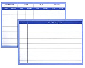 Einlegekarten für Patienten Karteikarten - Verlaufsdokumentation I Patienteneinlegekarten zur Dokumentation I DIN A5 quer 21 x 15 cm groß, 190g/m² I 100 Stück