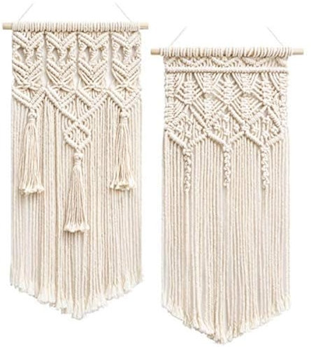Mkouo 2Pcs Makramee gewebte Wandbehang Boho Chic Bohemian Home Geometric Art Decor - Schöne Wohnung Dorm Room Decoration, Small Size 45.7cm(L x 24cm(W)