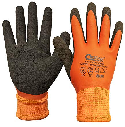 1 Pair Thermal Work Glove, Cold Resistance Glove and Water Proof, Latex Fully Coated and Sandy Palm (Medium)