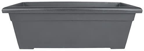 The HC Companies Romana großer rechteckiger Pflanzkasten aus leichtem Kunststoff mit Drainage für Decks, Terrasse, Pool, 71,1 cm, warmes Grau