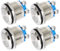 GUUZI 4pcs 22mm 2A 12V/24V/125V/250V Pulsador Momentáneo Impermeable con Terminales de Tornillo Botón Pulsador de Acero Inoxidable (Cabeza Plana)