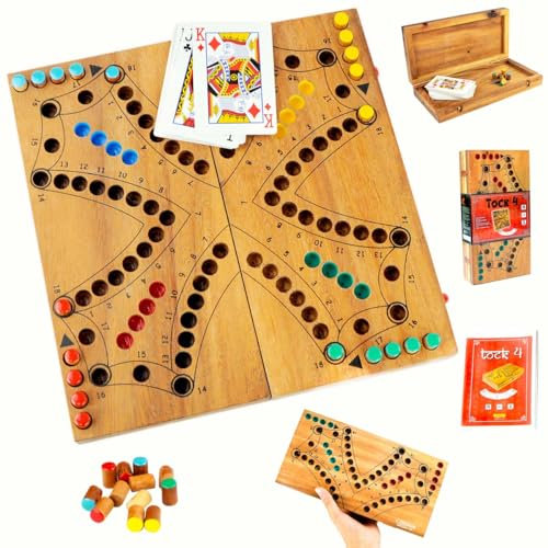 Logica Spiele Art. Tock 4 - Brettspiel aus Holz - Strategiespiel für 2/4 Spieler - Familienspiel