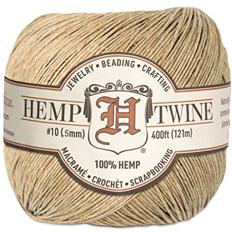 Hemptique Hemp Twine 10lb, 400ft -.5mm, Natural Thread Cord, 2.7in Ball, Eco-Friendly