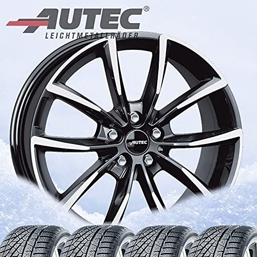 4 Winter Kompletträder Astana 7x17 ET 40 5x112 schwarz poliert mit 205/55 R17 95V Hankook Winter i*cept evo2 W320 XL FR M+S 3PMSF