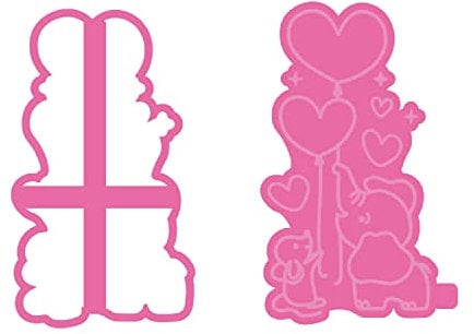 LissieLou Elephant and Mouse Cookie Cutter and Stamp Valentine's Day Icing Stamp Fondant Embosser - Pink