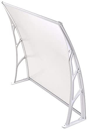 FUFU Marquesina Toldo Aleación Aluminio Espesado, Toldo Policarbonato Al Aire Libre, Placa Transparente, Soporte Blanco, UV Protección, Lluvia Y Nieve (Size : 80x150cm)