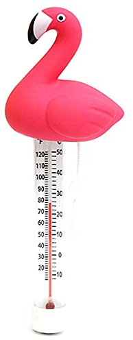 Thermomètre flottant flamant rose pour piscine - Thermomètre de piscine - Thermomètre flottant - Résistant à la rupture - Avec cordon - Thermomètre de température pour aquarium spas