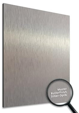 NORILIVING Muster Duschrückwand Fliesenersatz Dusche 20x29 cm Butlerfinish silber | Duschwand ohne Bohren | Aluverbundplatte 3 mm