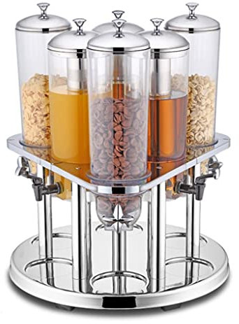 6 grid Cereal Dispenser,18L Six control dry food Containers,Candy Dispenser Machine, for Grains, Snacks, Dog Food, Beans, Coffee Beans (Color : Clear, Size : 18L)