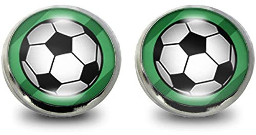 Fördeblau Fußball Ohrstecker aus Edelstahl, 12mm - Eleganter Fußballschmuck für Sportfans, Handgefertigt in Deutschland, Stadion-Schmuck als Geschenkidee für Fans