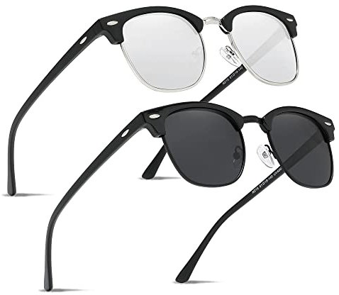 Ninesun verspiegelte halbrandlose polarisierte Sonnenbrille für Männer und Frauen Trendy Outdoor für Reisebrillen K129 (Schwarz Schwarz/Silber Silber)