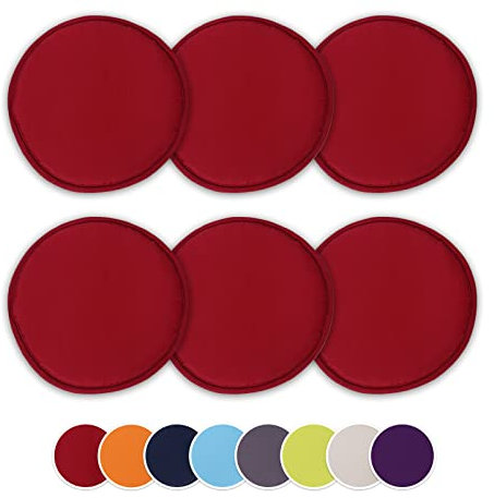 EXQUILEG 6er Set Stuhlkissen Sitzkissen, Sitzauflage Baumwolle Rund Stuhlkissen Waschbarekissen Auflage Kissen für Stühle Indoor Outdoor Sitzkissen (Weinrot,6er Set)