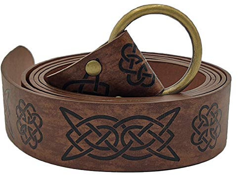 Mayting Mittelalter Wikinger Kunstleder Gürtel - Geprägt O Ring PU Leder Ritter Taillengürtel - Vintage Renaissance Cosplay Kostüm (B)