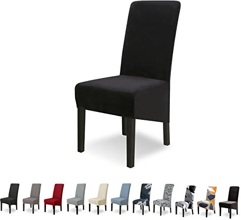 Lydevo Stuhlhussen XL 4er Set Stretch Stuhlhussen Schwingstühle XL für Esszimmerstühle Spandex Universal-Stuhlbezug Large Dining Chair Schonbezüge für Stuhl Esszimmer Hotel Bankett,Nero