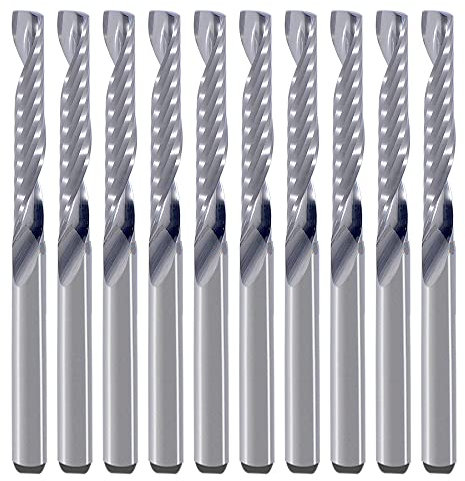 Vástago de 3.175mm, flauta única, cortador de fresado en espiral de corte de 3.175mm de diámetro, longitud de corte de 22mm, pulgadas para plástico acrílico de PVC MDF