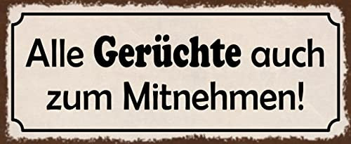 mrdeco Metall Schild 27x10cm gewölbt alle Gerüchte auch zum Mitnehmen Deko Blechschild Tin Sign