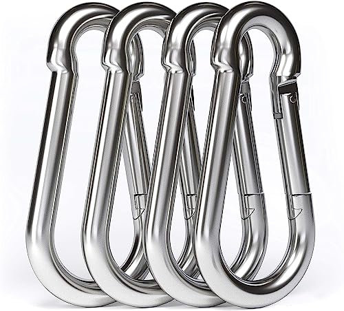 SENENQU 4 Stück- M10 Karabiner Edelstahl 10x100 mm Groß Karabinerhaken Edelstahl Tragfähigkeit 600 kg/1200 lb, Haken Karabinerhaken Camping Hamc Schaukel - 100mm x φ10 mm