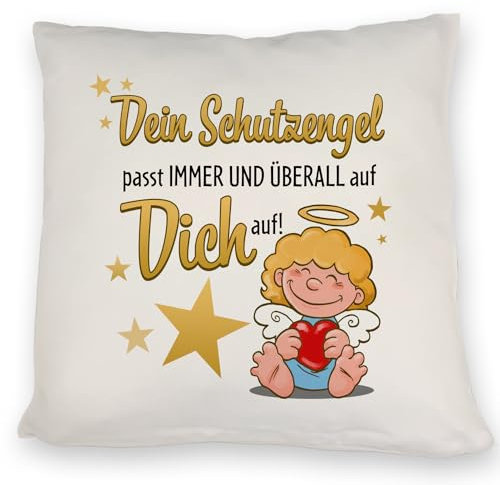 Schutzengel Kissen mit Spruch Dein Schutzengel passt Immer und überall auf Dich auf Geburtstag Taufe Kinder Freunde Familie Fürsorge DekoKissen schön