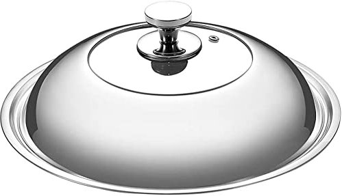 Couvercles de Casserole Couvercle de Casserole en Acier Inoxydable Couvercle de Wok en Verre trempé couvercles de Casserole de Remplacement de Grande taille-30 cm (28 cm)