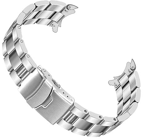 Juntan Uhrenarmband aus Edelstahl, gebogenes, massives Ende, konisch, 18 mm, 20 mm, 21 mm, 22 mm, Metall-Uhrenarmband, Faltschließe, Doppel-Fliplock-Schnalle, Silber, Silber, Gold, Gebürstetes und
