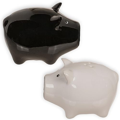 MIJOMA Salz- & Pfefferstreuer Set - Stilvolles Porzellandesign, Lebensmittelecht, Einfach zu Befüllen - Verschiedene lustige & niedliche Designs zur Auswahl (Schweinchen, 2-teilig)