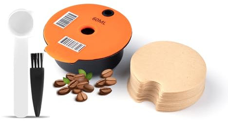 Tas-simo Wiederverwendbare Kapseln, 60 ml, mit 20 Papierfiltern, wiederverwendbare Kaffeekapseln, kompatibel mit Bosch Tassimo-Maschinen, nachfüllbare Kaffeepads mit lesbarem Barcode (60 ml)